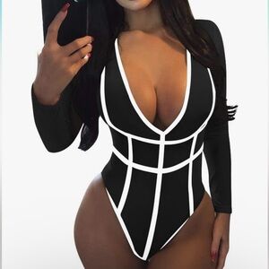 Black Long-sleeved Bodysuit/Unitard